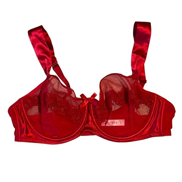 Red Cacique Mesh and Lace Underwire Bra Size 42D - Picture 1 of 4